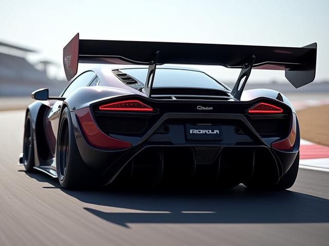 Sportwagen mit aerodynamischen Anbauteilen wie Heckflügel und Splitter