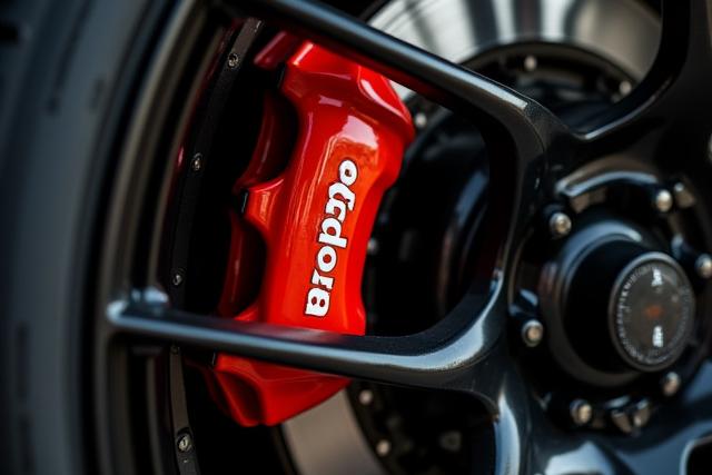 Nahaufnahme eines Hochleistungs-Bremssattels